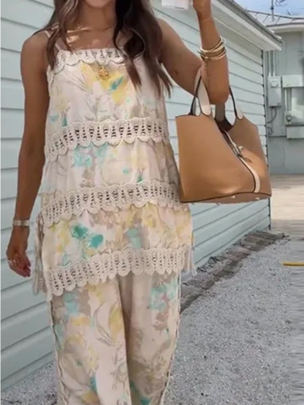 Two piece womens floral set size medium